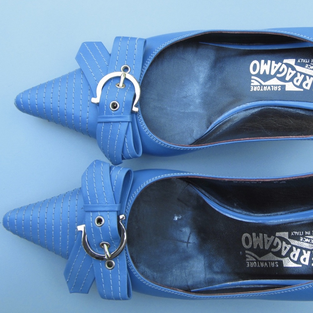 Salvatore Ferragamo Blue Pointy Shoes